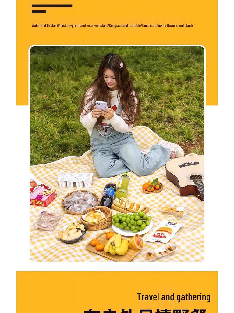 Waterproof Portable Picnic Mat - Moisture & Stain Resistant Ground Mat for Outdoor Camping & Spring Outings
