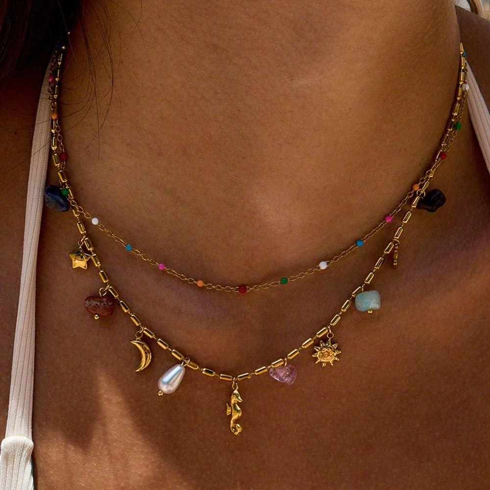 Stainless Steel Oil Drip Necklace Boho Style Ocean Style Necklace  Choker Necklace
