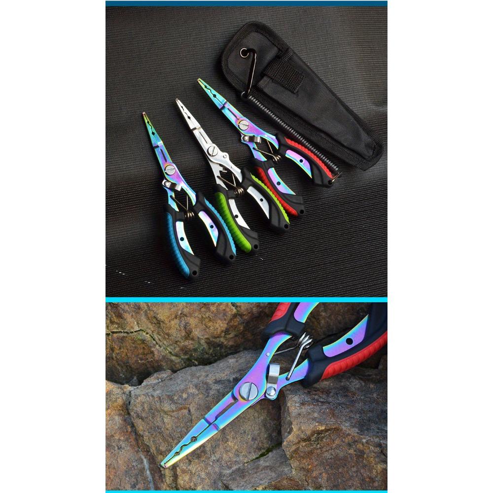 Spot Edelstahl Farbe Titan Zweifarbige Hawkbill Fischkontrollzange, Hakenpicking, Angelzange, Multifunktionale Luya-Zange
