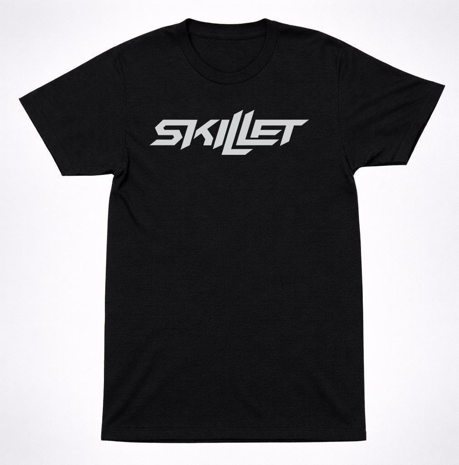 Skillet Text Logo T-Shirt: Black Silver Christian Rock Tee - Hard Rock Band Shirt, Unisex Fit, Melodic Hooks Style XL