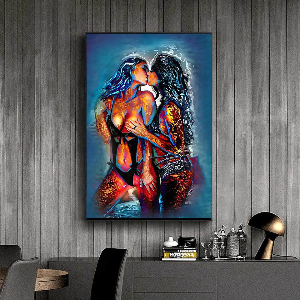 Abstract Sexy Lover Nude Body Posters and Prints Canvas Paintings Modern Graffiti Wall Art Picture for Living Room Decor Cuadros