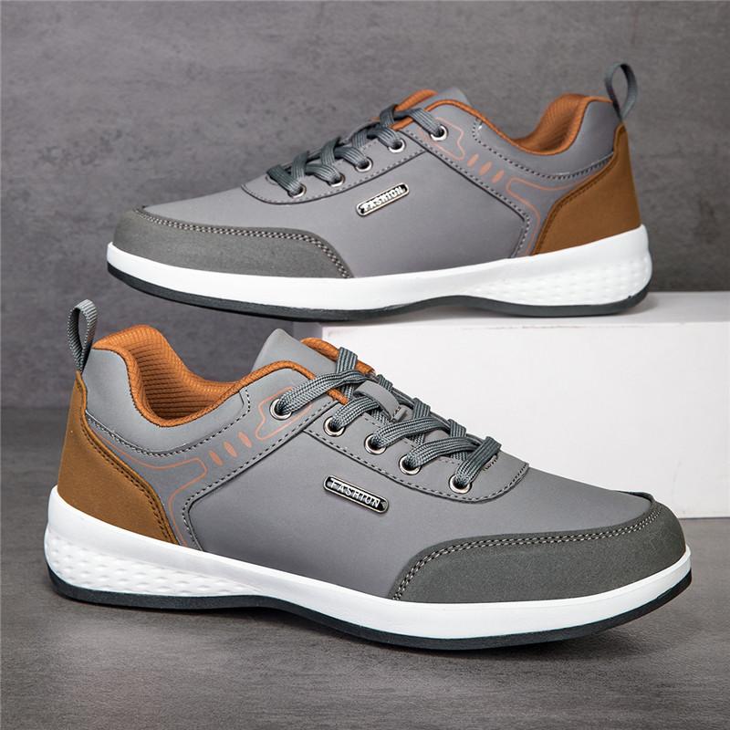 2025 Men's Spring and Autumn Breathable new leather Casual sports shoes, breathable flat shoes, plus-size running shoes