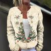 Women's Fashion Christmas Printed Long Sleeve Knitted Cardigan Button Down Jacket