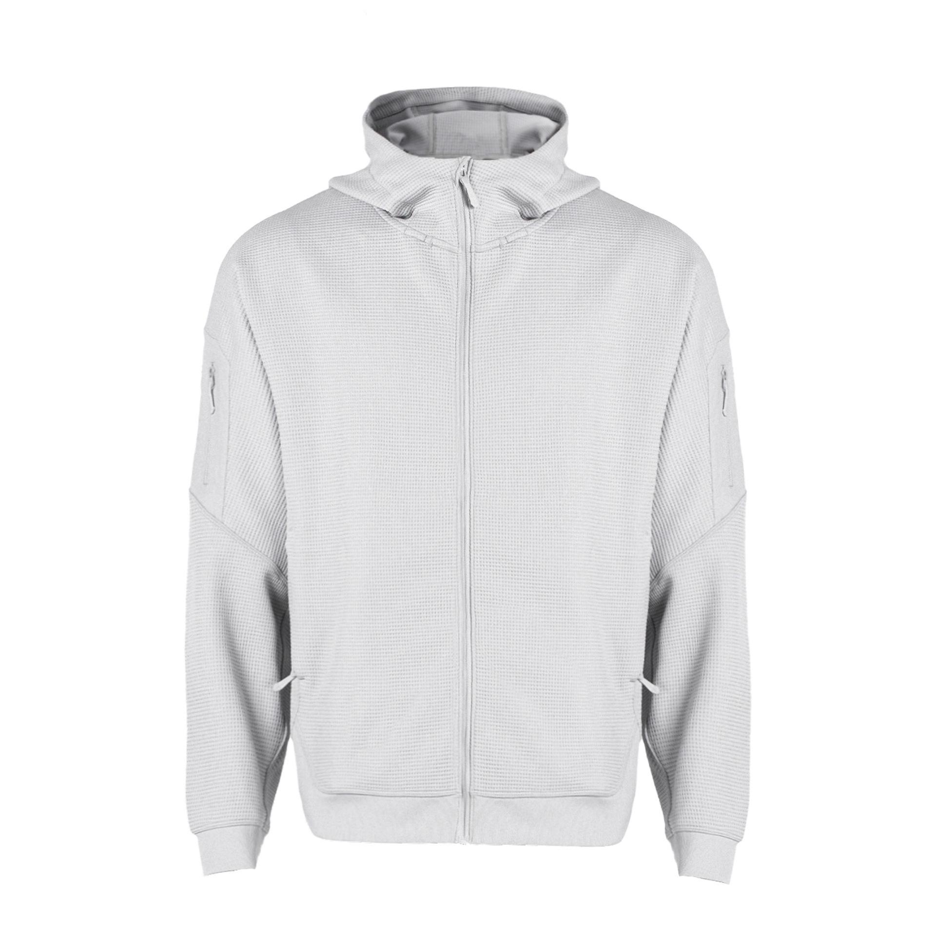 Velvet Fleece-Lined Waffle Knit Hooded Jacket M белый