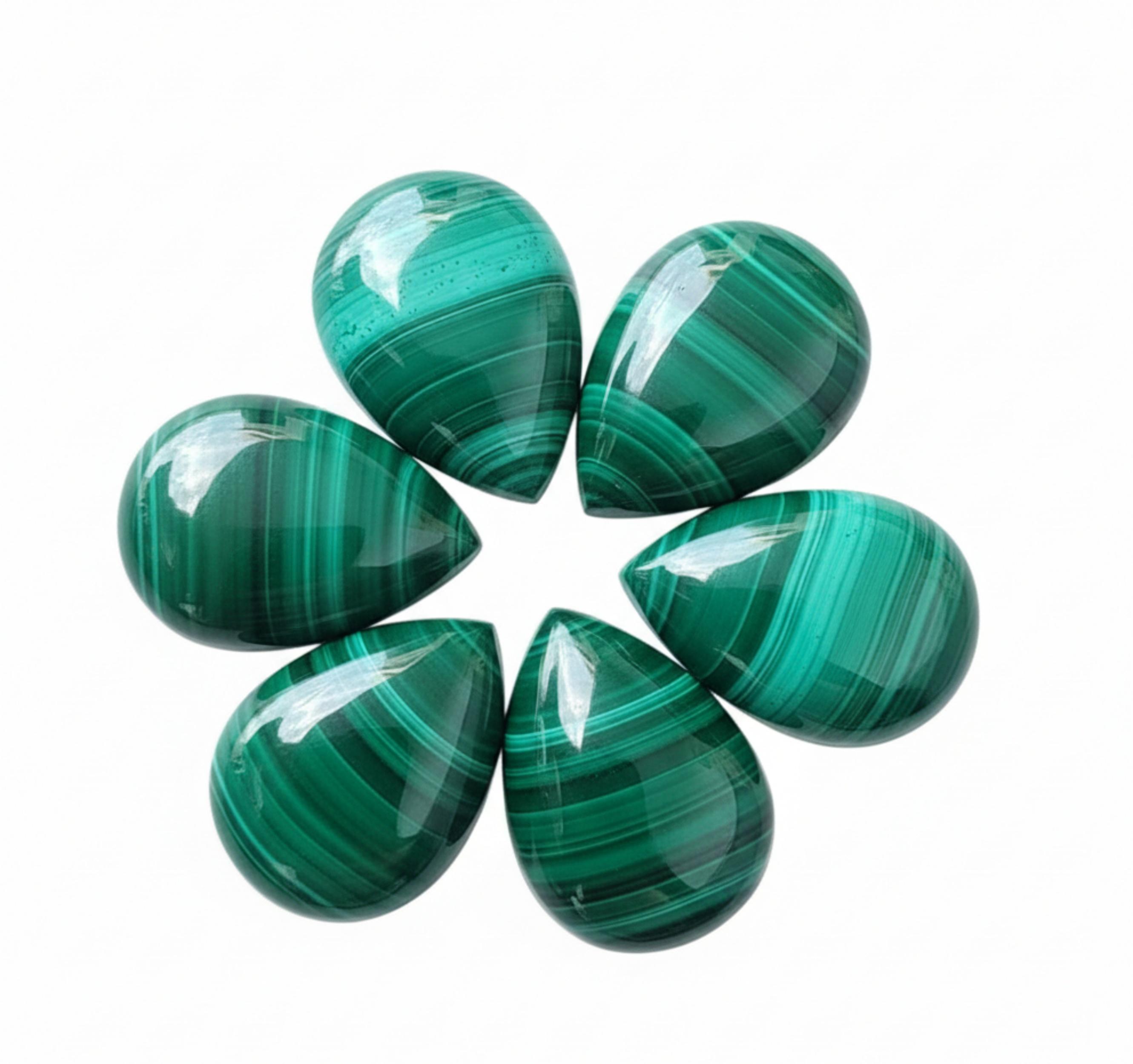 

High Quality Green Malachite Loose Gemstones - Pear Shape Cabochons for Jewelry Making 6x9mm зелёный