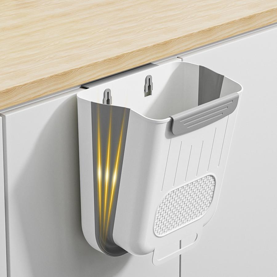 Αναδιπλούμενος Κάδος Απορριμμάτων Τοίχου Κουζίνας Μπάνιου Κρεμαστός Κάδος Αποθήκευσης για Σπίτι, Πολυκατοικία Πλαστικός με Εύκολο Καθάρισμα