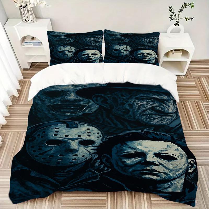 3pcs Horror Movie Monsters Duvet Cover Set - Machine Washable, Includes 1 Duvet Cover and 2 Pillowcases, No Core Included yy251022198