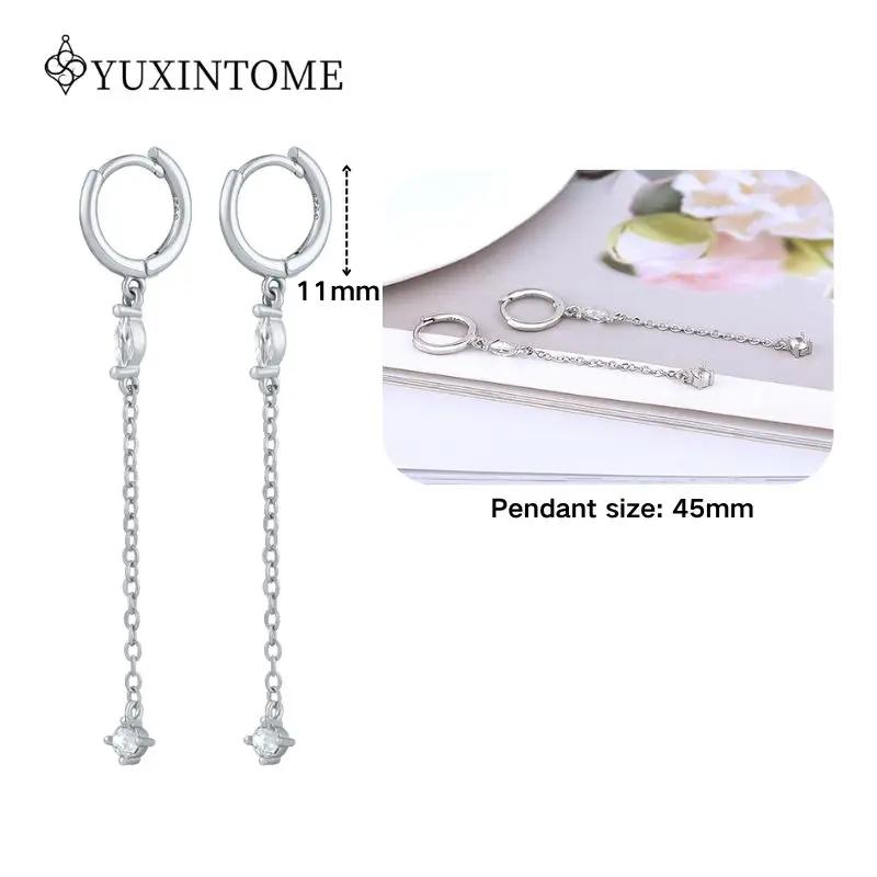 925 Silver Ear Needle Crystal White Zircon Silver Series Tassel Drop Earrings Luxury Fashion Party Jewelry Accessories