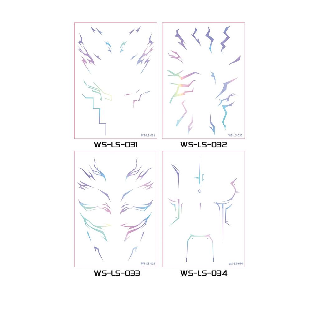 NEW Laser Temporary Tattoo Stickers Anime Cosplay Stage Performance Makeup Waterproof Facial Sticker Halloween Party Decorations