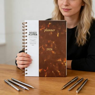 2026 Großer Spiralblock-Planer mit Vollseiten-Wochen- und Monatsübersicht 15-Monats-Schuljahr