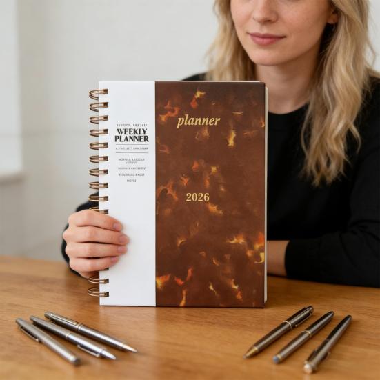 2026 Large Spiral Notepad Planner with Full-Page Weekly And Monthly Layout 15-Month Academic Year Organizer Hardcover Professional Office Planner