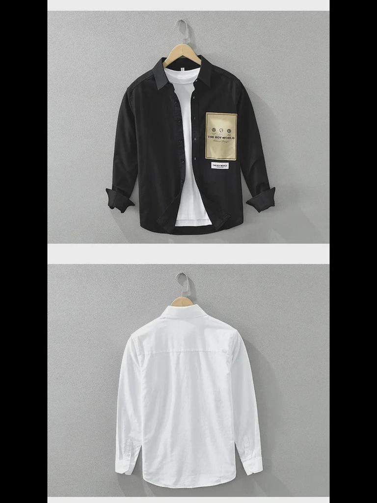 Men's Japanese Style Long-Sleeve Shirt: Youth Fashion, Casual and Loose Fit