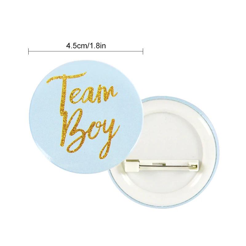 10Pcs Team Boy Girl Button Pins Gender Reveal Tinplate Badges Gift for Guests Gender Reveal Party Supplies Baby Shower Decor