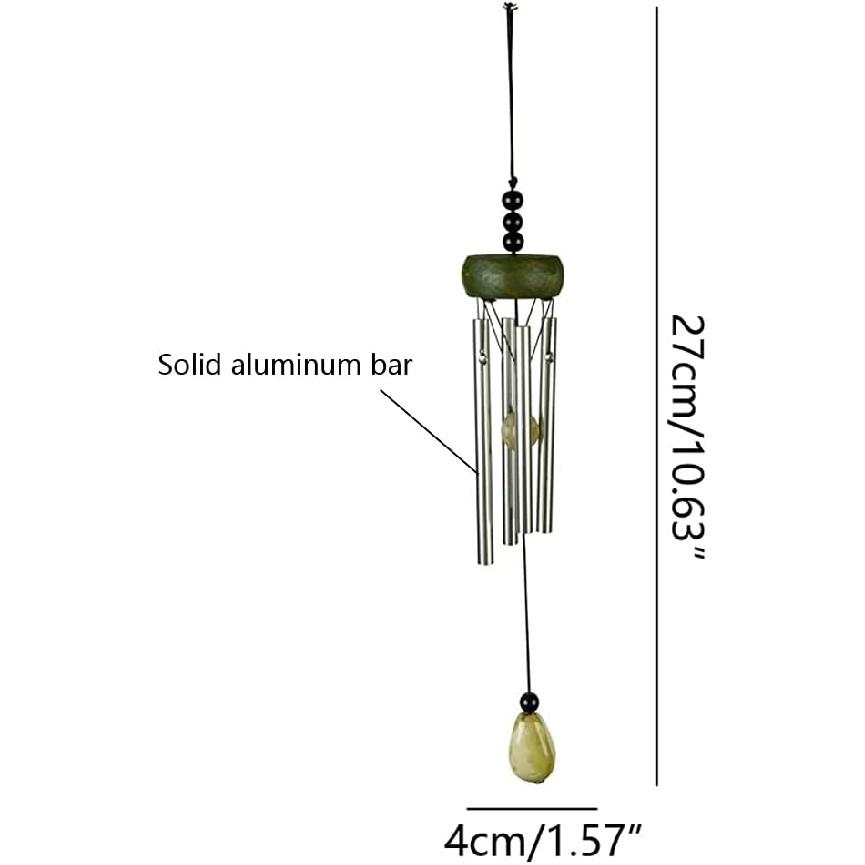 

Набор из 2 маленьких серебристых колокольчиков ветра с керамическими заготовками, 10-дюймовые металлические садовые колокольчики ветра с 4 разными по длине колокольчиками, умиротворяющий звук гармонии