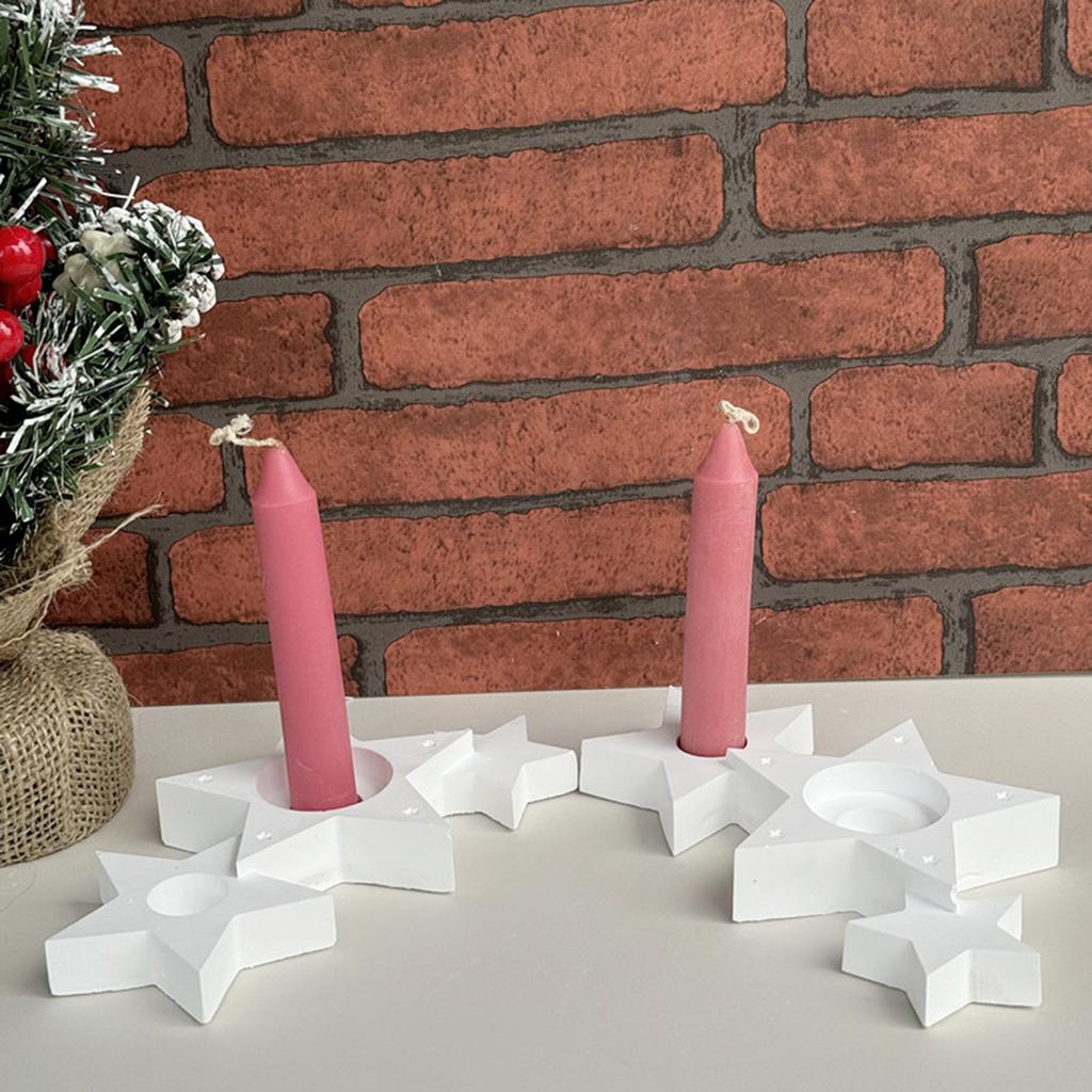 Unique Star Candle Holders Silicone Mold Convenient Silicone Mold For Crafting A Trio Of Interlinked Star Candle Stands