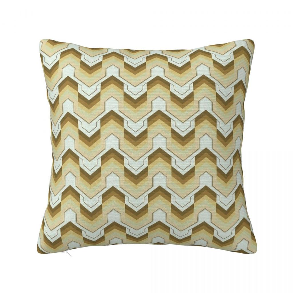 Earth Toned Waves Zigzag Pillowcase Polyester Cushion Cover Gift Wavy Throw Pillow Case Cover Home Zipper 40*40Cm