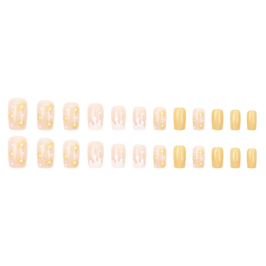 24-delars Mångsidiga Nudepink Nageldekaler med Gula Blommor