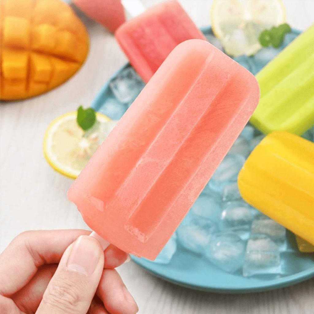 Plastic Ice Pop Mold with Lid for Homemade Ice Pops, DIY Freezer Dessert Set, Summer Snack Ice Cream Maker with 4 Compartments