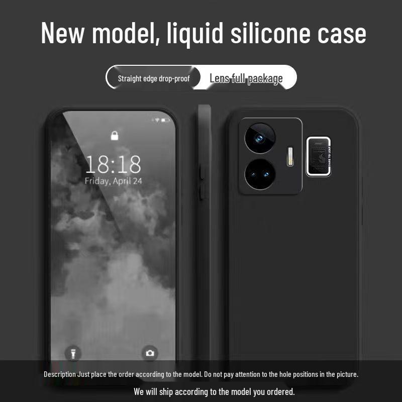 Realme GT Neo 5 Plain Color Liquid Silicone Case - Full Coverage, Anti-Drop, Soft, Straight Edge Design