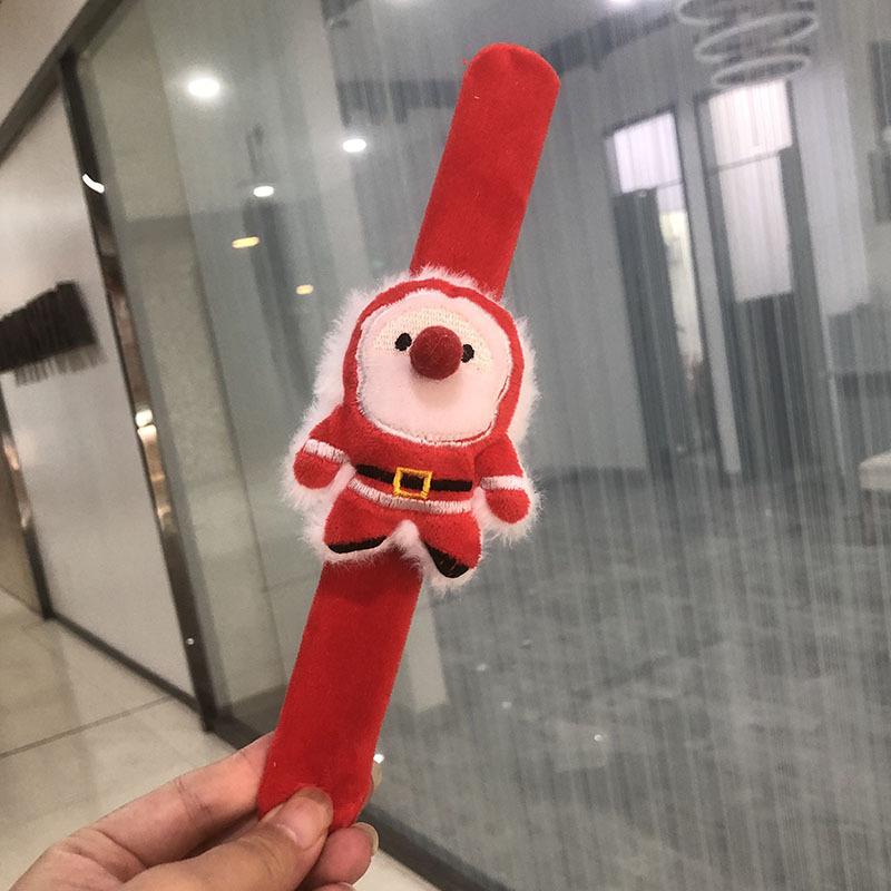 Kawaii Christmas Clap Bracelet Cartoon Plush Elk Snowman Papa Circle Funny Kids Wrist Band For Xmas New Year Party Guests Gift