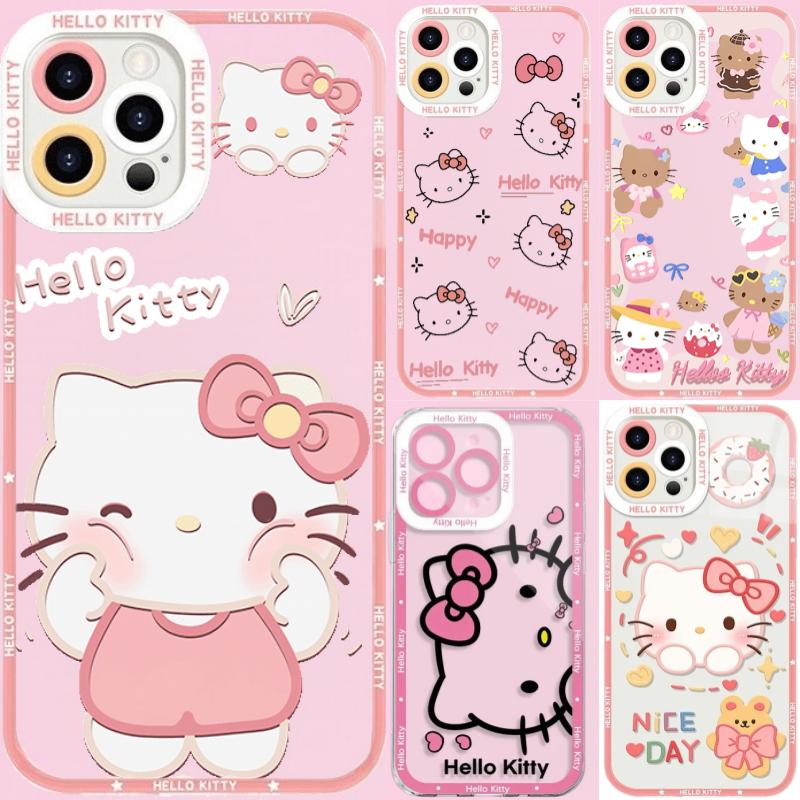 Pink Cute Hello Kitty Phone Case For Iphone 17 Air 17 Pro Max 16 15 14 12 13 11 Pro Max X 16e 16 Plus 13 Mini INS Thin Cover