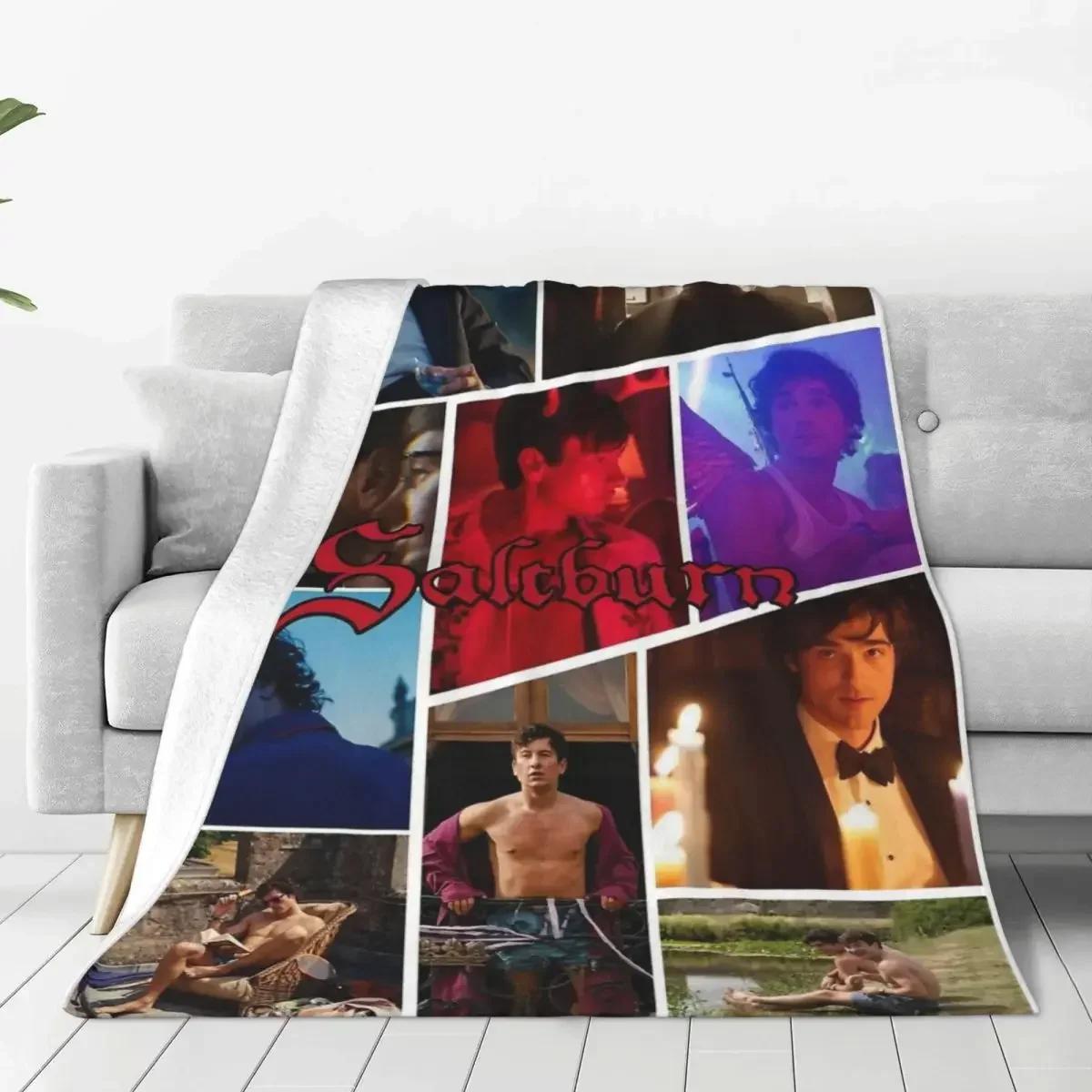 Saltburn Movie Blanket Cover Velvet Jacob Elordi Super Soft Throw Blanket for Airplane Travel Bedspread 75X95CM