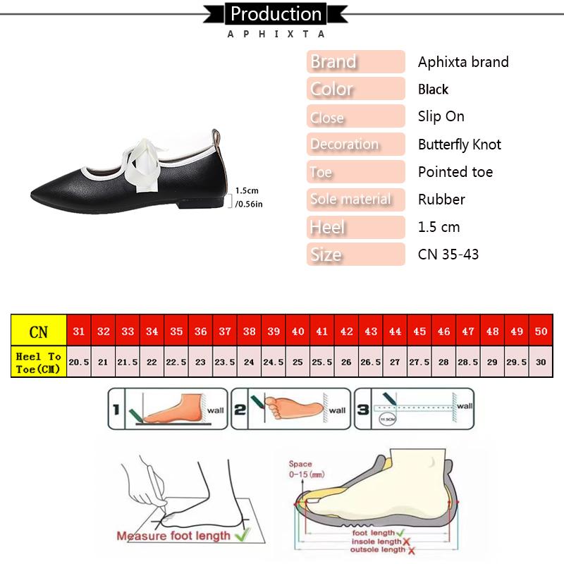 Aphixta Pointed Toe Loafers Flat With Women Shoes Slip On Butterfly Knot Flats Woman Classic Shoe Spring Autumn Loafers Big 43
