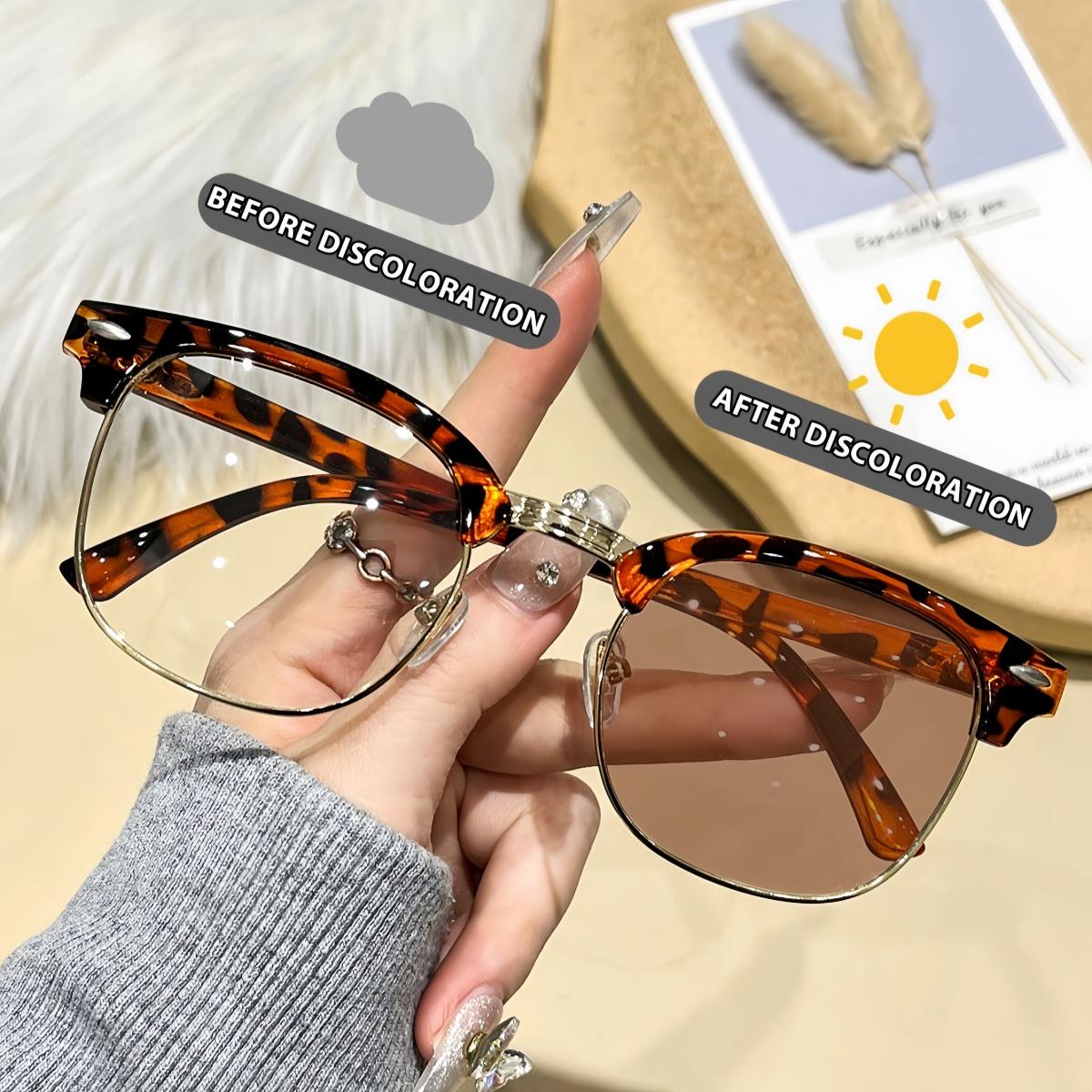 1pc European and American retro style men s and women s fashionable color changing sunglasses UV color changing sunglasses trend