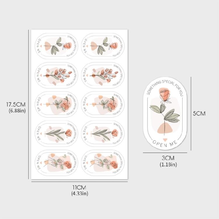 100Pcs Rectangular Flower Sealing Sticker Packaging Sticker for Wedding Baby Showers 5x3cm Rectangular Wrapping Label