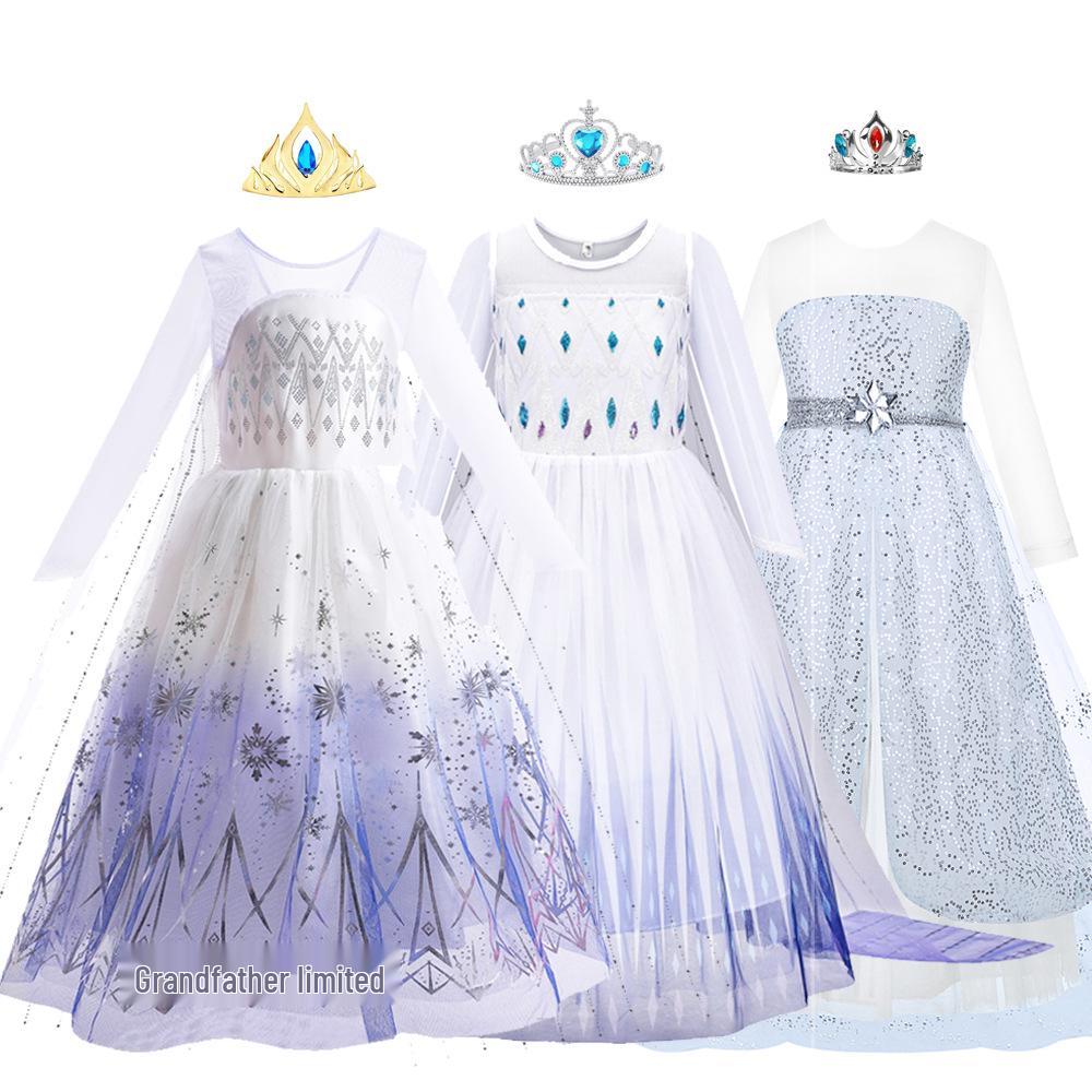 Elsa Snow Princess Sequin Dress with Detachable Cape