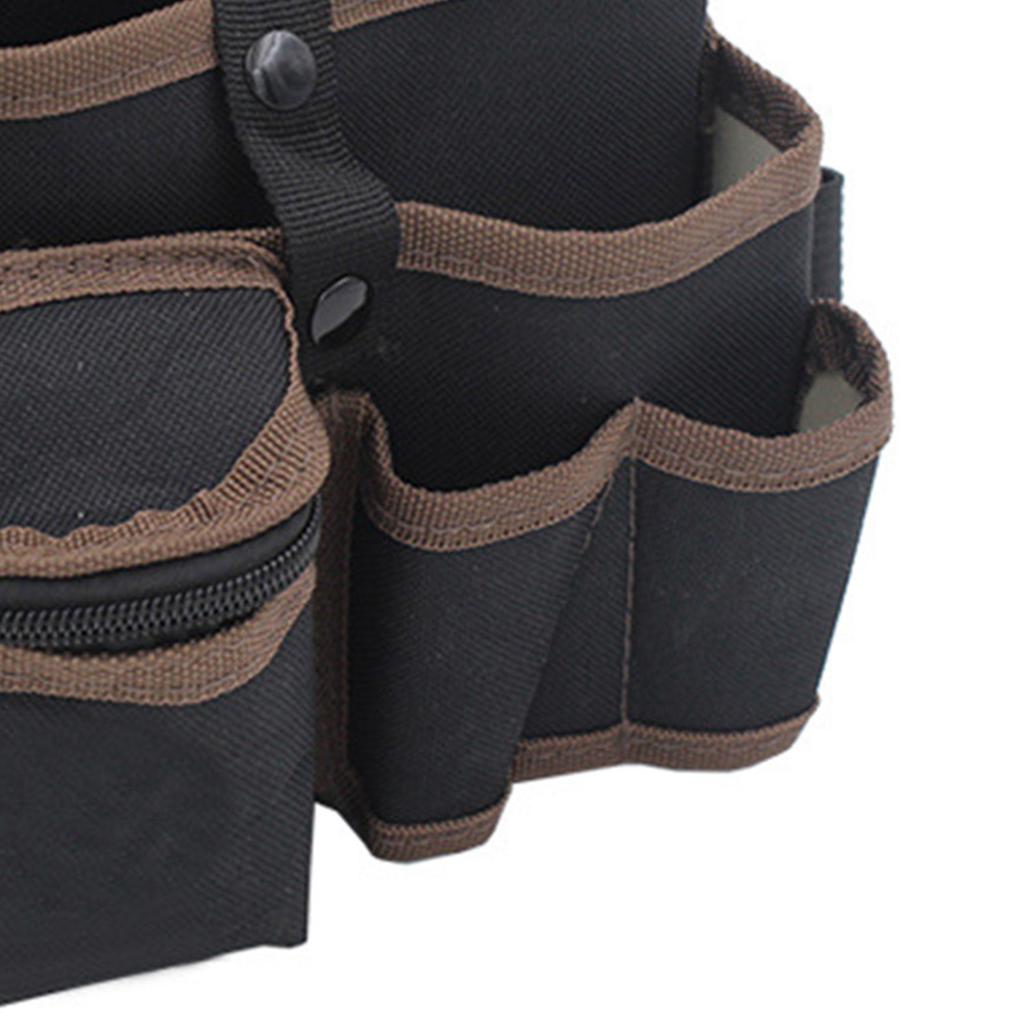 Oxford Cloth Tool Waist Bag Multifunctional Multi Pockets with Belt Tool Storage Organizer Black
