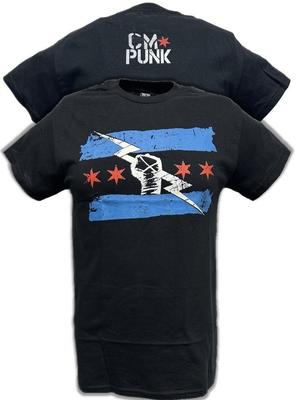 Rückkehr von CM Punk Blaues Logo Schwarzes T-Shirt