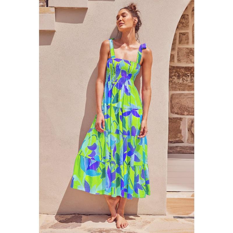 Sommer Damen Ärmelloses Pendler-Kleid mit Spice Girls Print Langes Trägerkleid Damen