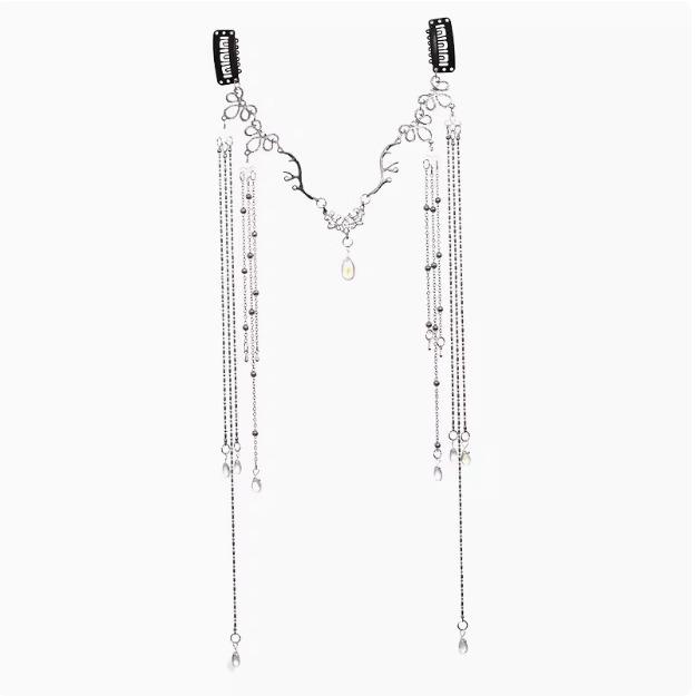 Vintage princeznovské vlasové doplňky: Řetízek na čelo a přívěsek na obočí s dlouhým střapcem