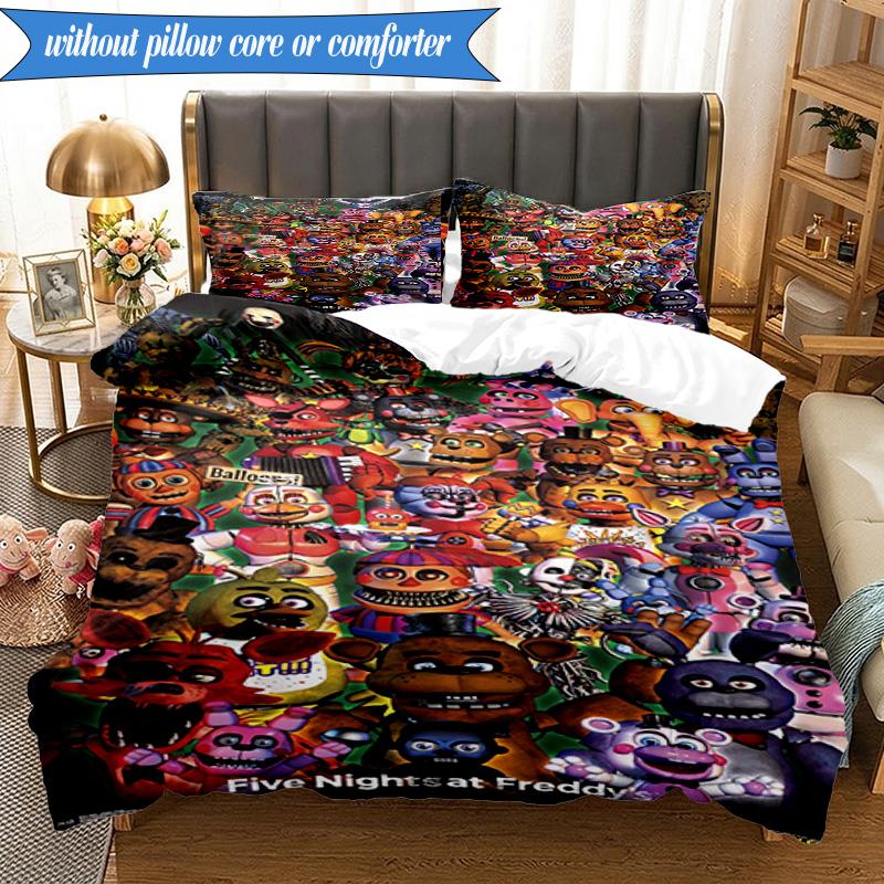 Collage di Personaggi Fnaf 3 Pezzi Gruppo Musicale K-pop Set Biancheria da Letto, Ideale per Camera da Letto, Dormitorio, Include Copripiumino E 2 Federe, Regali per Fan