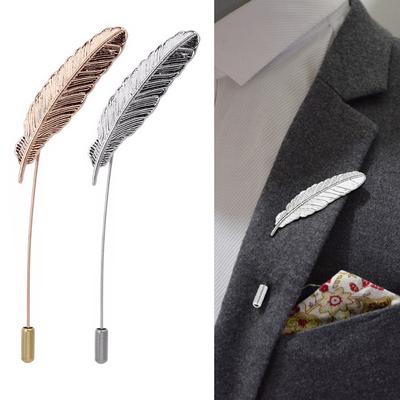 Nuovo Spilla Scialle Piuma Stile Retrò Spilla da Bavero Abiti da Uomo Spille Foglia Corsage per Festa di Matrimonio Boutonniere da Colletto Spilla da Abito
