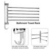 Stainless Steel Wall Mount Rotary Towel Rack Bathroom Towels Rail with Hook(Five Rods)