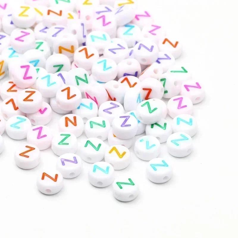 Acrylic A-Z 26 Letter Round Beads Colorful Alphabet Loose Spacer Beads For Jewelry Making Diy Bracelet Necklace Accessories