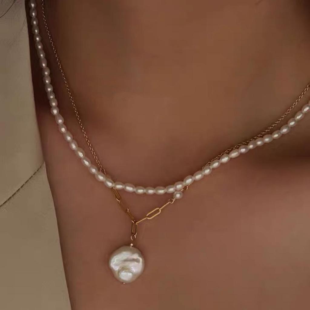 Romantic Natural Baroque Petal Sea Pearl Necklace, Niche INS Style Collarbone Chain, Exquisite Design, Female Personality
