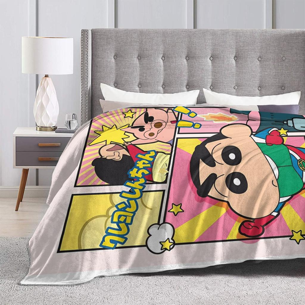 Crayon Shin chan Knitted Blanket Cartoon Flannel Throw Blankets Summer Air Conditioning Personalised Soft Warm Bedspread