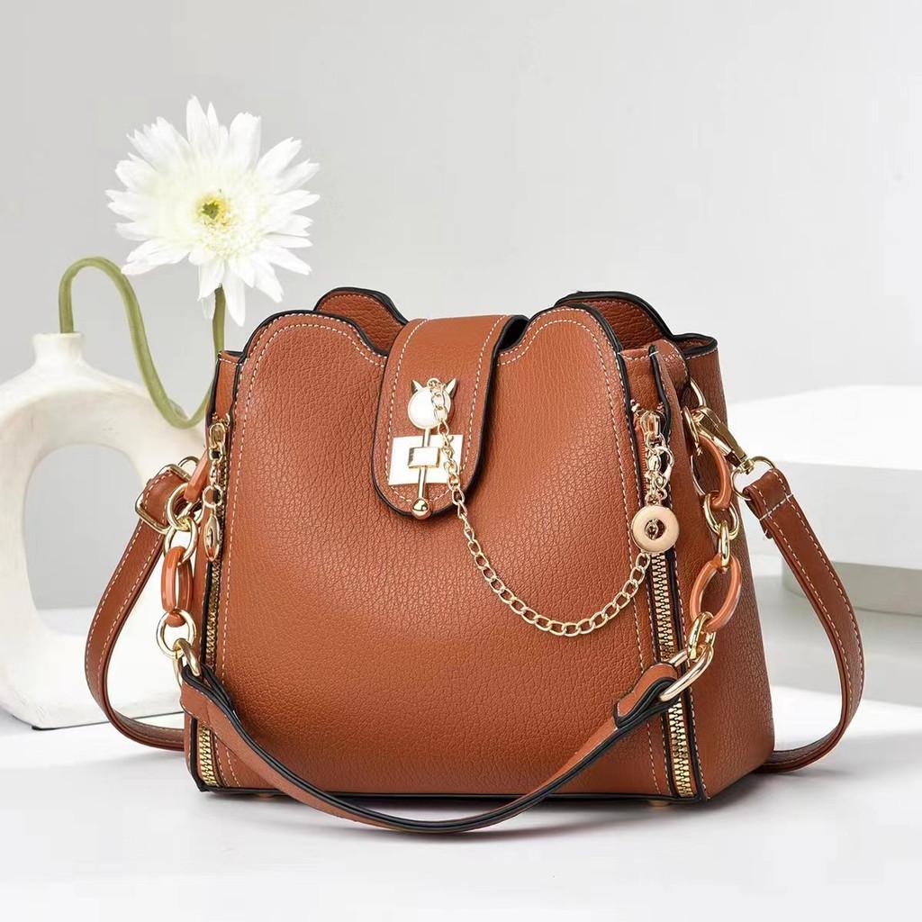 Elegant High-end Women's Pu Leather Bucket Bag Stylish Shoulder Crossbody Handbag In Versatile Colors For Daily Use