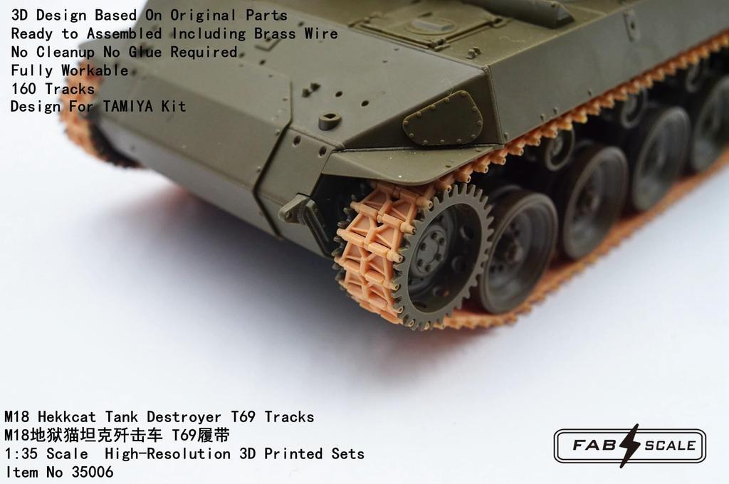 Fab Scale Studio Měřítko M18 Hellcat T69 Typ Pracující Pásový Set Plastové Modelové Díly FAB35006 1/35 (pro Tamiya)