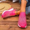 Women's Summer Sports Casual Shoes with Wedge Heels, Round Toe and Rhinestone Slip-on Shoes