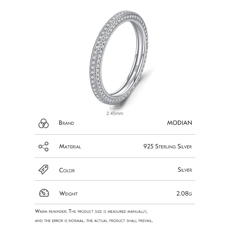 MODIAN 925 Sterling Silver Luxury Finger Rings For Women Sparkling Clear CZ Wedding Engagement Band Fine Jewelry