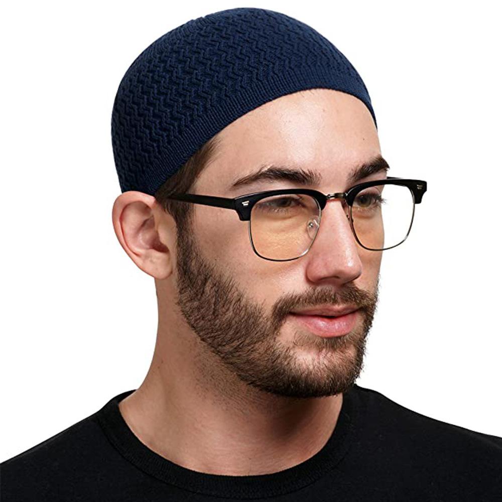 Cappello Beanie in Maglia Islamico Ramadan Unisex Cappellino Monocolore Invernale Caldo Cappelli da Preghiera Musulmani Uomini Cappelli da Avvolgere la Testa Uomini Donne