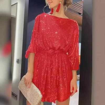 "2025 European and American Holiday Party Sparkling Sequin Dress"