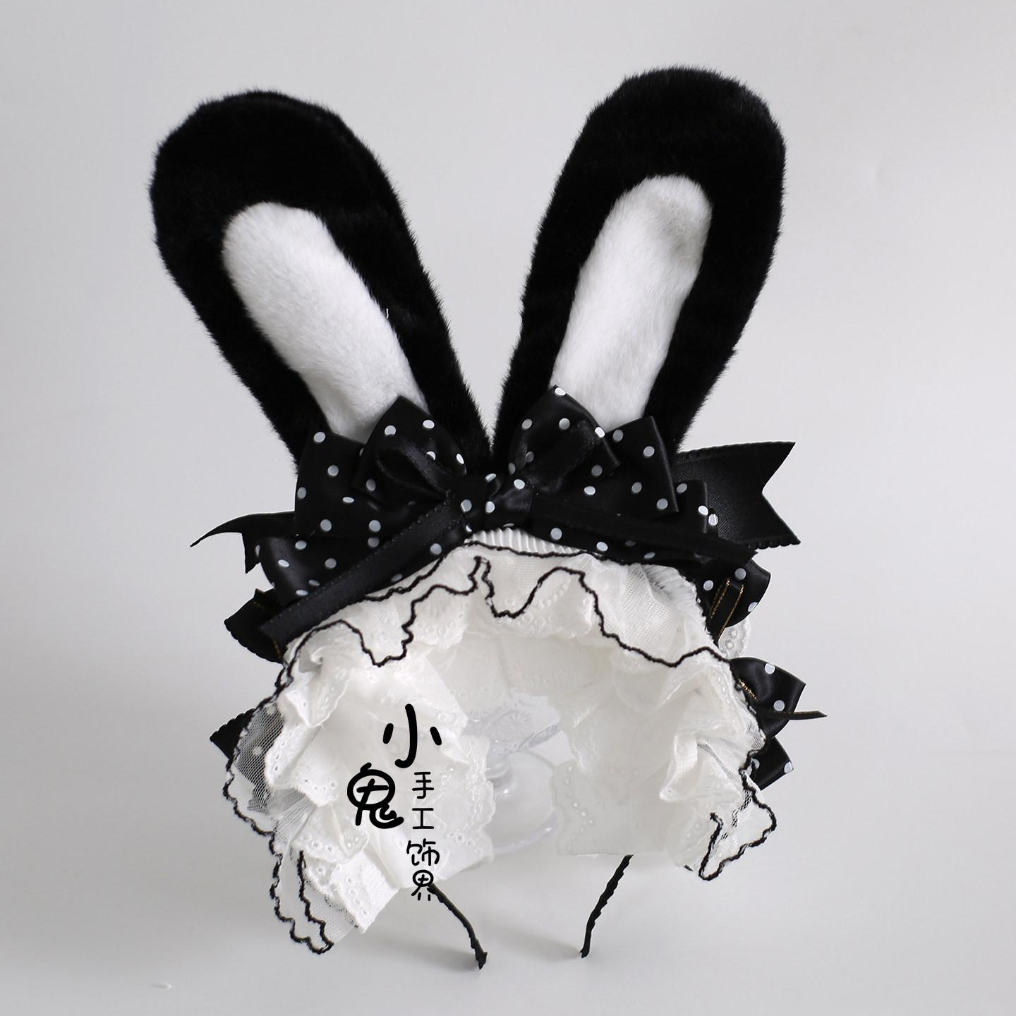 Original Multi-color Lolita Cute Rabbit Ear Headband Polka Dot Bow Rabbit Kc Cute Rabbit Headband Hairpin Hair Accessories