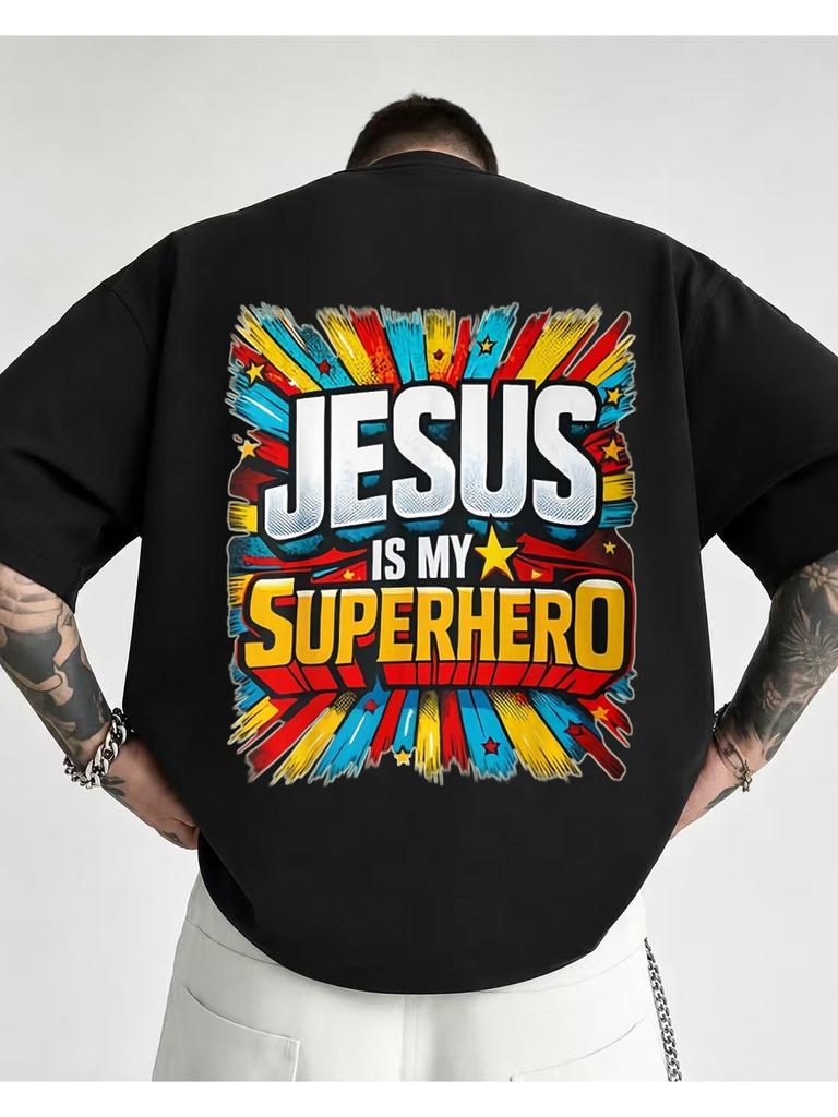 1pc Teenager'S Graphic T-Shirt Comic Style Is My Superhero Print Short Sleeve Crew Neck for Teenagers, For Teenager