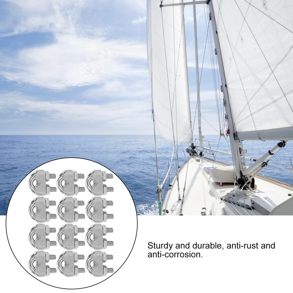 12pcs 1/8 Inch M3 Stainless Steel Wire Rope Cable Clip Clamp U Bolt Saddle Fastener