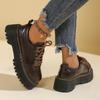 High Quality Thick Bottom Women Low Top Soft Leather Round Toe Casual Student Lolita Flat Shoes Women Platforms Zapatos De Mujer